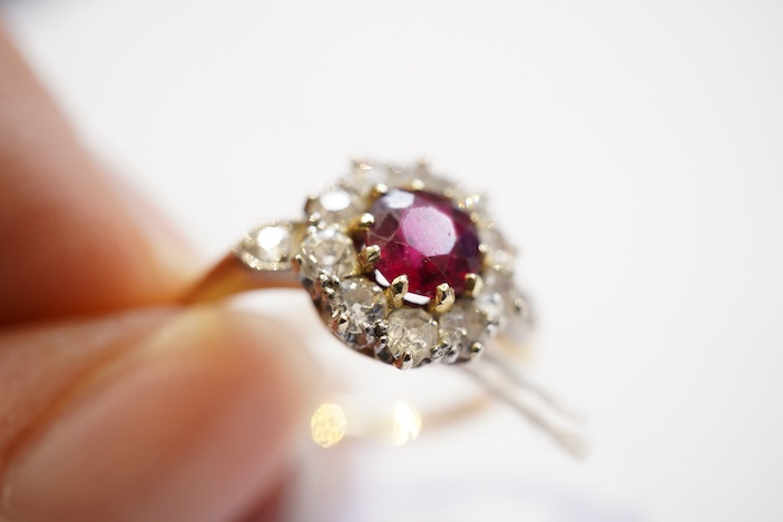 A ruby and diamond ring, circa 1900